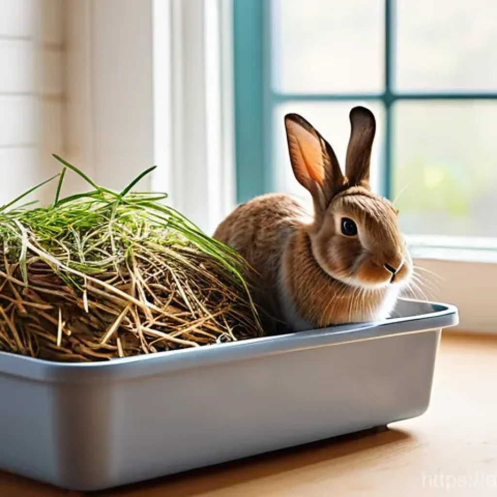 토끼 서식지 꾸미기 - **Prompt:** A vibrant and spacious indoor rabbit habitat, bathed in soft, indirect natural sunlight ...